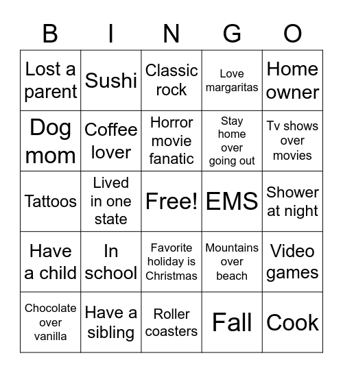 Lindsey Bingo Card