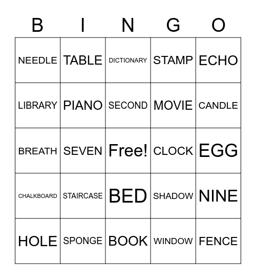 Weekly Hangout Bingo Card