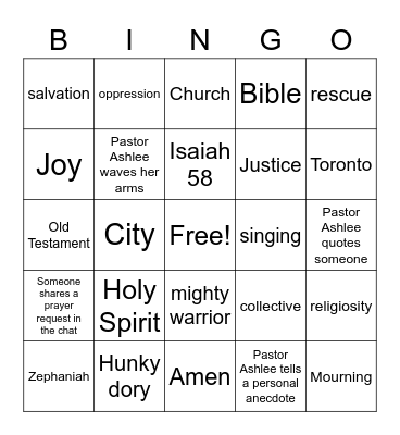 Sermon Bingo - July 12 Bingo Card