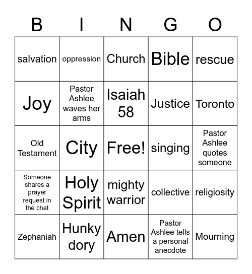 Sermon Bingo - July 12 Bingo Card