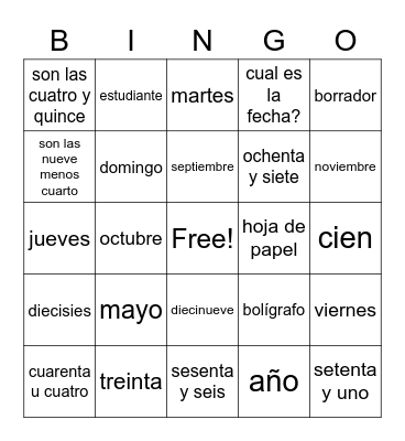 Loteria Round #1 Bingo Card