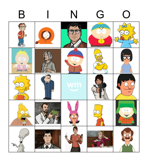 TV Cartoons Bingo Card