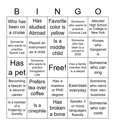 Find Someone who: Bingo Card