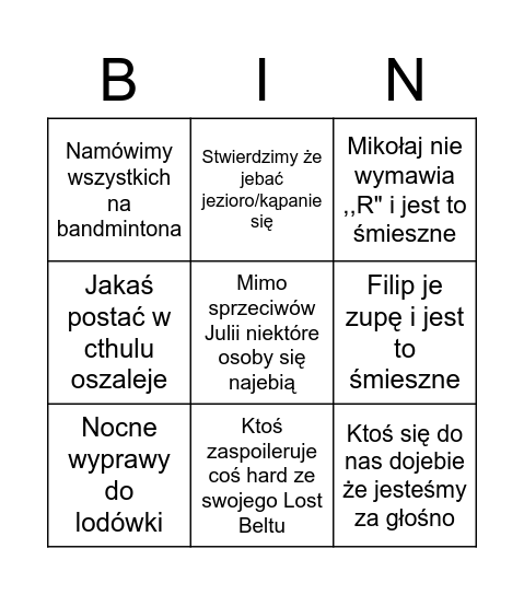 Borówno Bingo Card