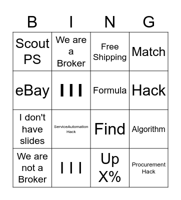 ServiceChannel Bingo Card