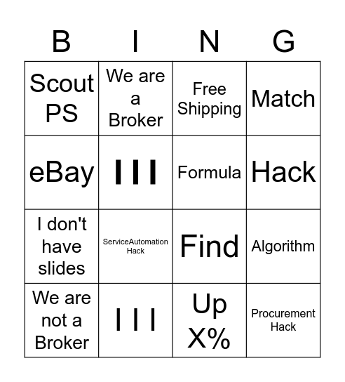 ServiceChannel Bingo Card