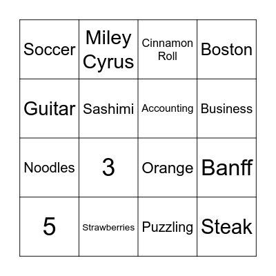 VICTORIA BINGO Card