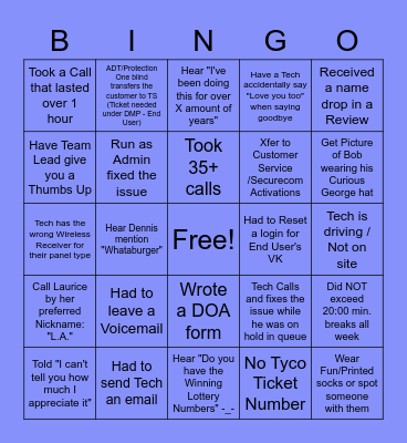 Tech Support Bingo! Bingo Card