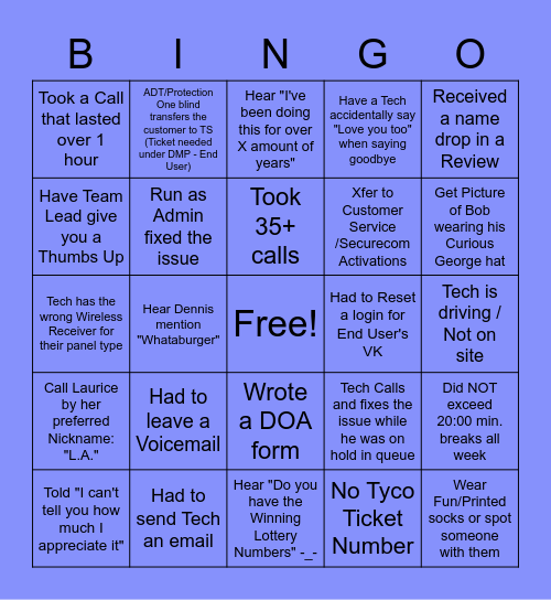 Tech Support Bingo! Bingo Card