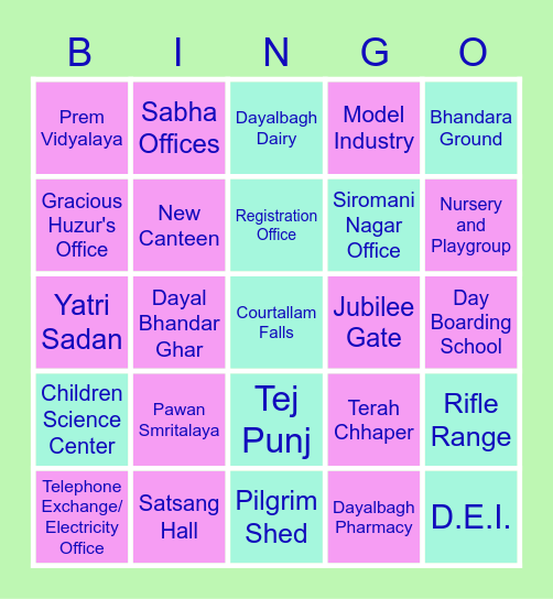"Dayalbagh : Have you seen...." Bingo Card