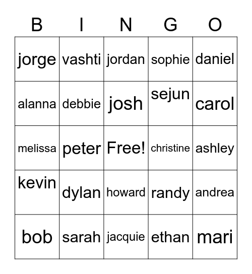 Jorge Bingo Card