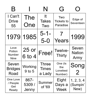 NUMBER ROUND Bingo Card