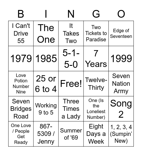 NUMBER ROUND Bingo Card