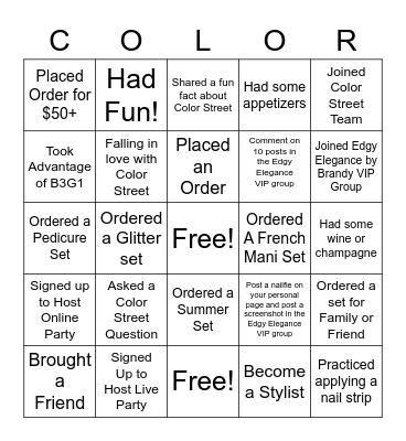 Color Street Bingo Card