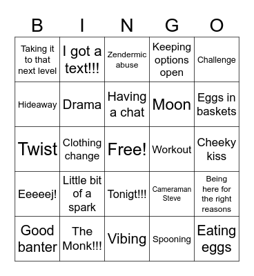 Love Island Australia Bingo Card