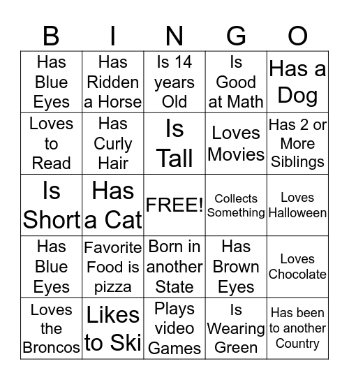 What Do We Have in Common? Bingo Card