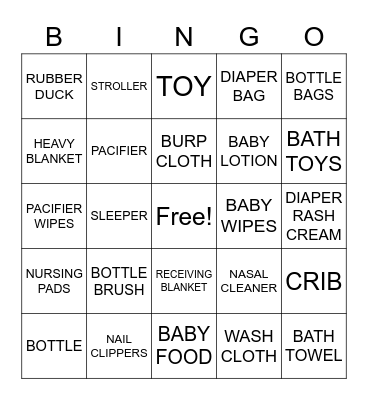 Baby Bingo Card