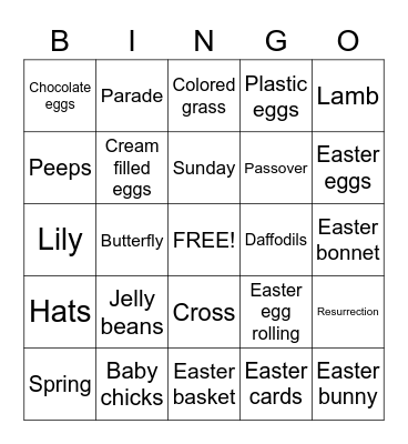 Easter Bingo Card