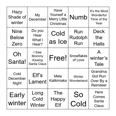 Winter Wonderland Bingo Card