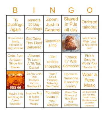 Quarantine Bingo Card