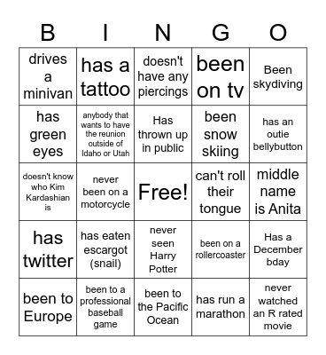 SKEEM FAMILY BINGO Card