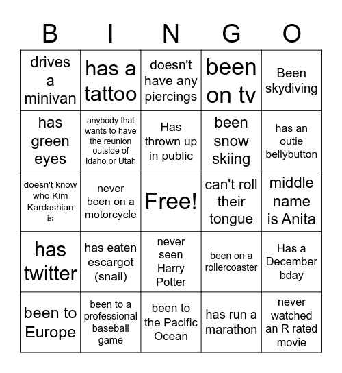 SKEEM FAMILY BINGO Card