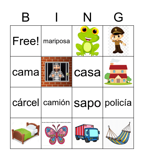 Palabras encadenadas Bingo Card
