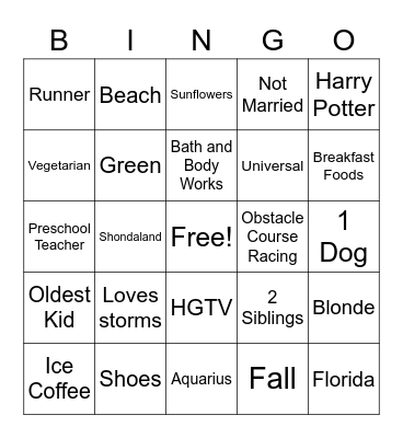 Anna's Bingo Card