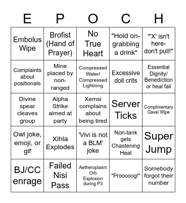 TEA Bingo Card