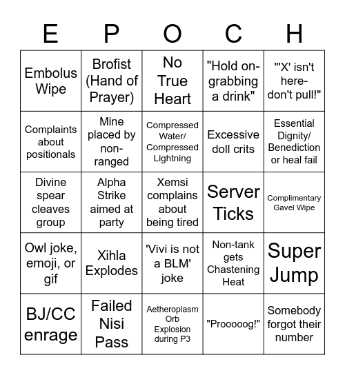 TEA Bingo Card