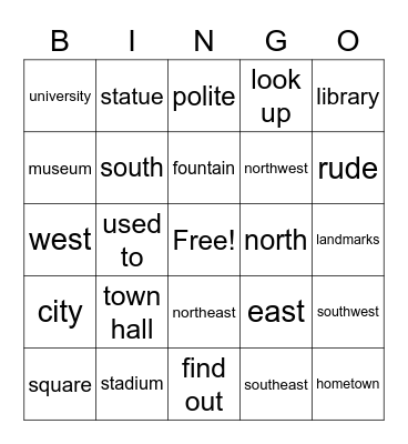 TB3 U5 Bingo Card
