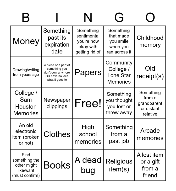Get Your Shit Together Bingo Card