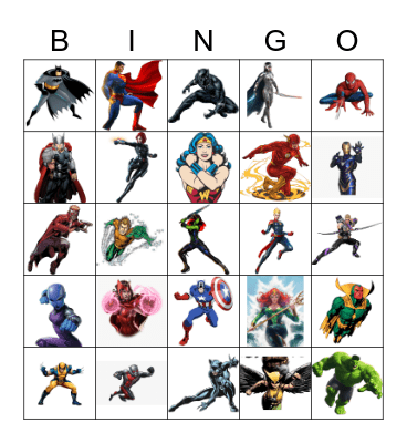 SUPER HERO Bingo Card