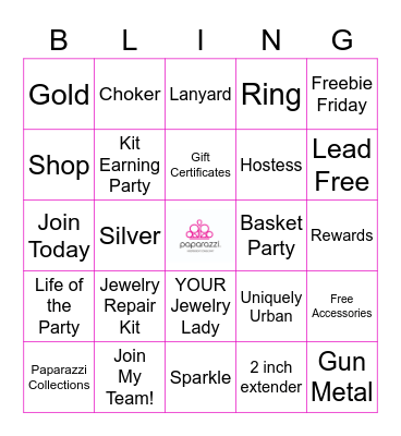 ACCESSOR'ME BLINGO Bingo Card