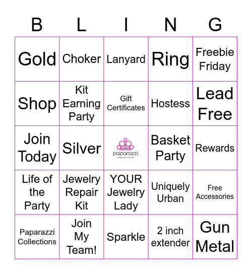 ACCESSOR'ME BLINGO Bingo Card