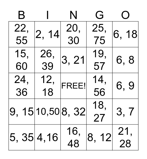 GCF Bingo Card