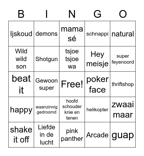 muziekbingo Card