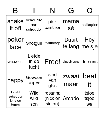 muziekbingo Card