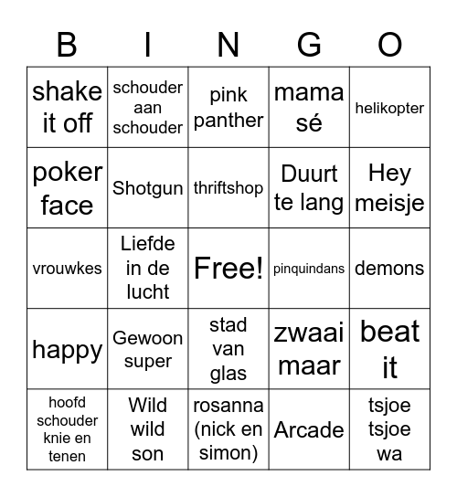 muziekbingo Card