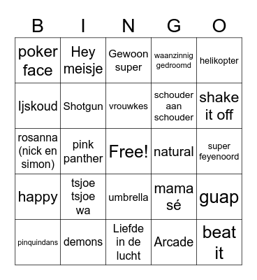 muziekbingo Card