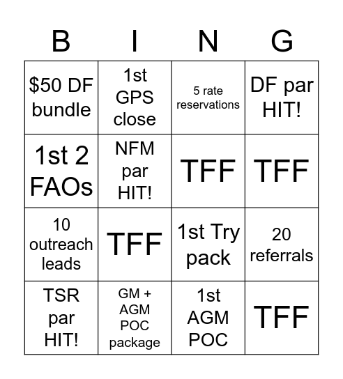 Saturday FUN! Bingo Card