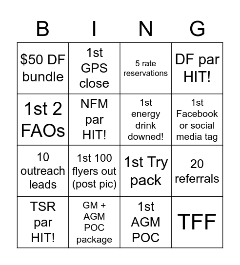 Saturday FUN! Bingo Card