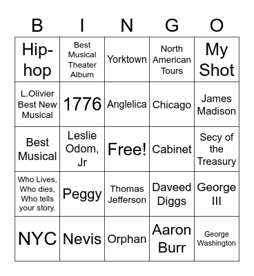 Hamilton Bingo Card