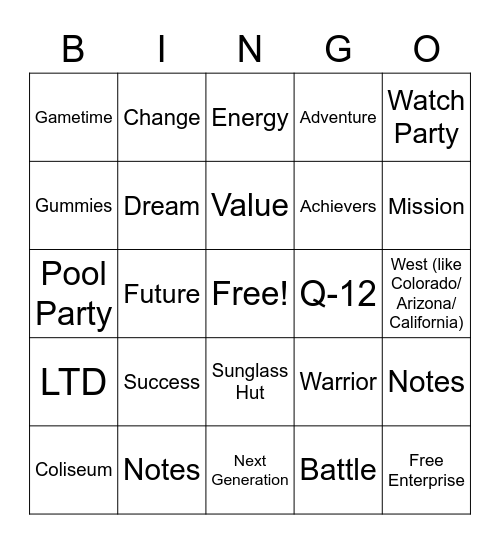 DTU Summer Conference Saturday Morning Bingo Card