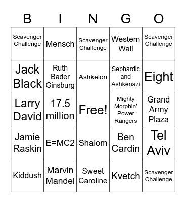 BSS Bingo Board Bingo Card