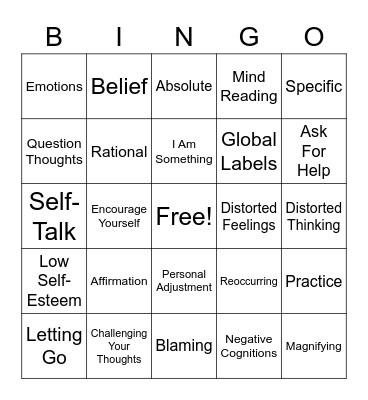 SELF-TALK Bingo Card