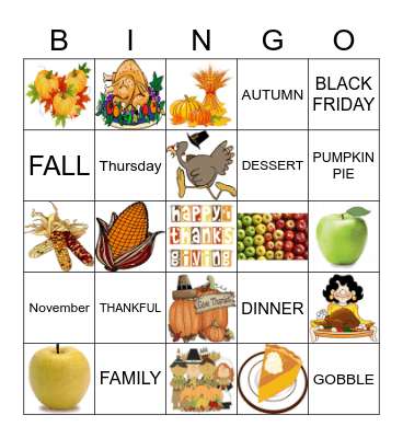 THANKSGIVING Bingo Card