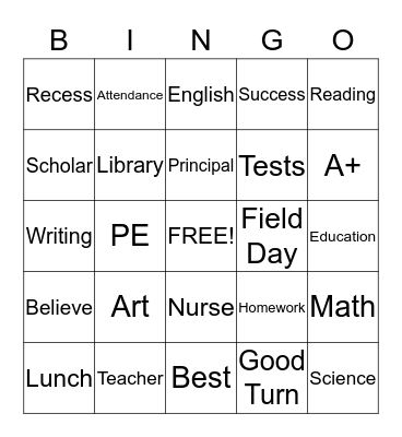 WEBELOS SCHOLAR BINGO Card