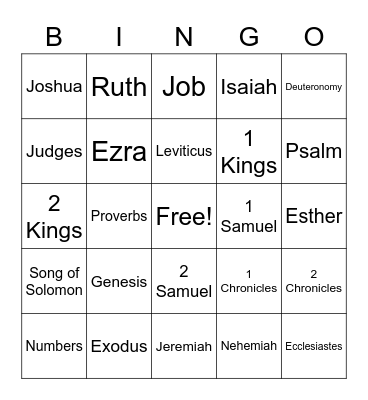 Bible Bingo Card