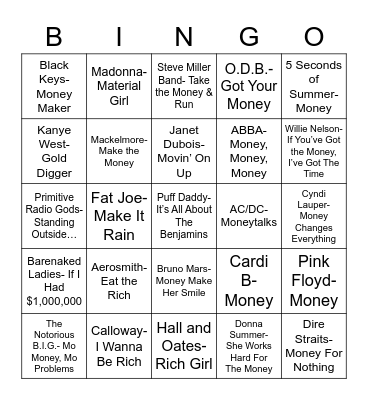 Total-Quiz.com Presents Radio Bingo: Straight Cash, Homie! Bingo Card